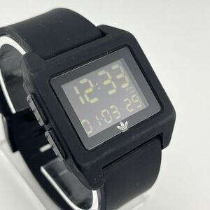 Adidas Archive SP1 by Nixon Watch Men 40mm Case Black Silicone Band- New Battery